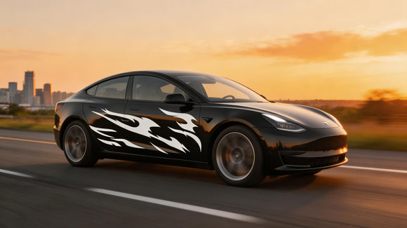 Tesla Model 3 x Flame Decal: Fire Awakens in the Tech Shell