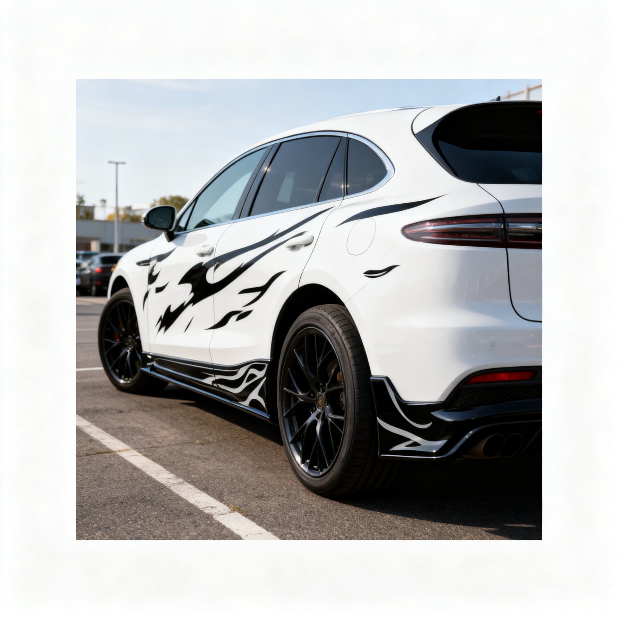SKT-006Large Flow Flame Car Side Decal - Retro Matte Finish