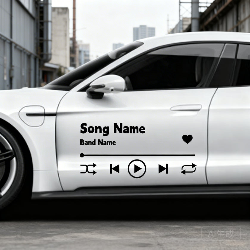 SKT-024 Minimalist Music Interface Rear Window Decal - Sleek Soundwave Design
