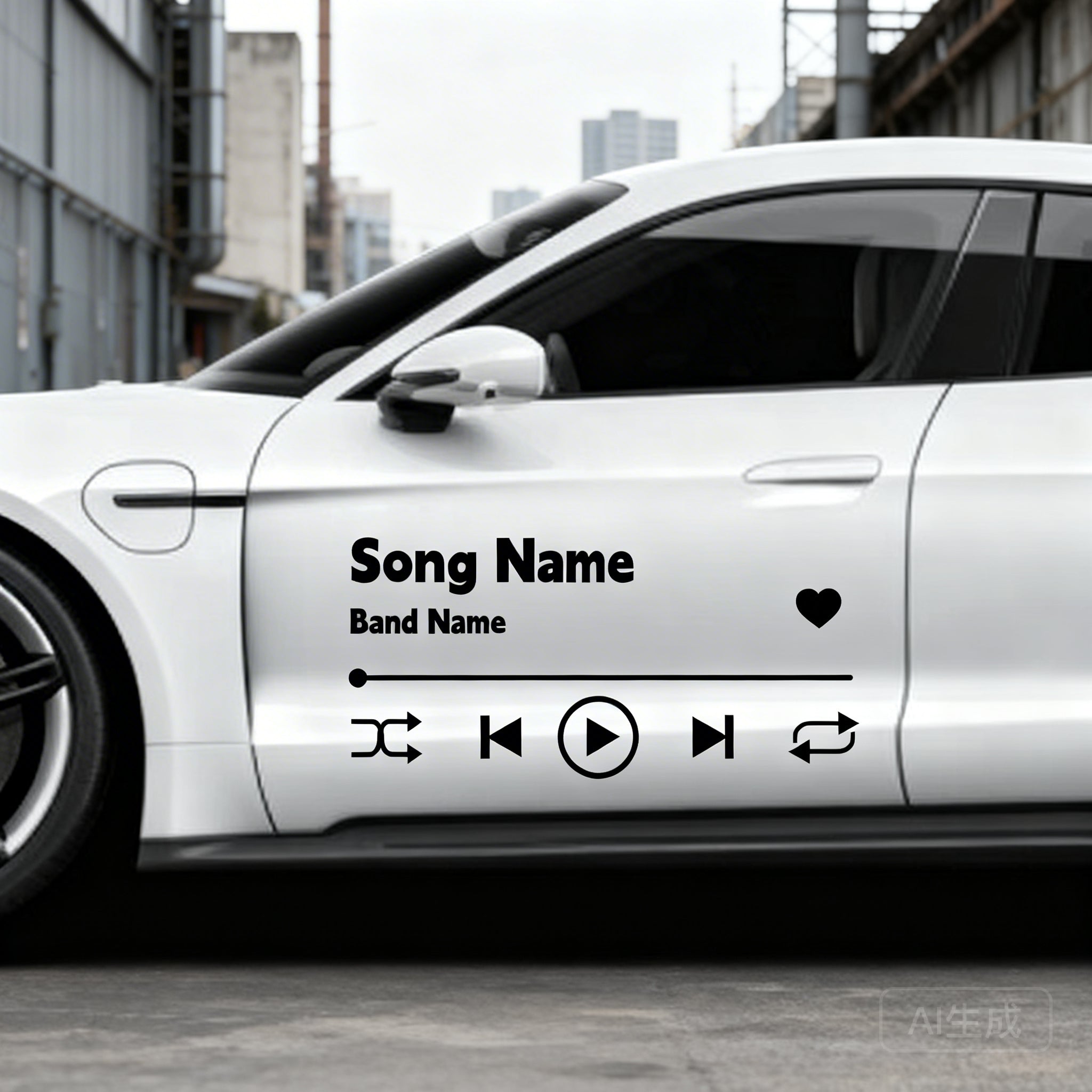SKT-024 Minimalist Music Interface Rear Window Decal - Sleek Soundwave Design