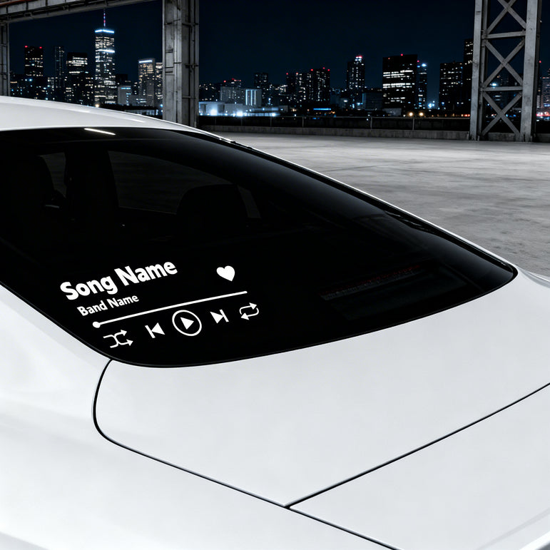 SKT-024 Minimalist Music Interface Rear Window Decal - Sleek Soundwave Design
