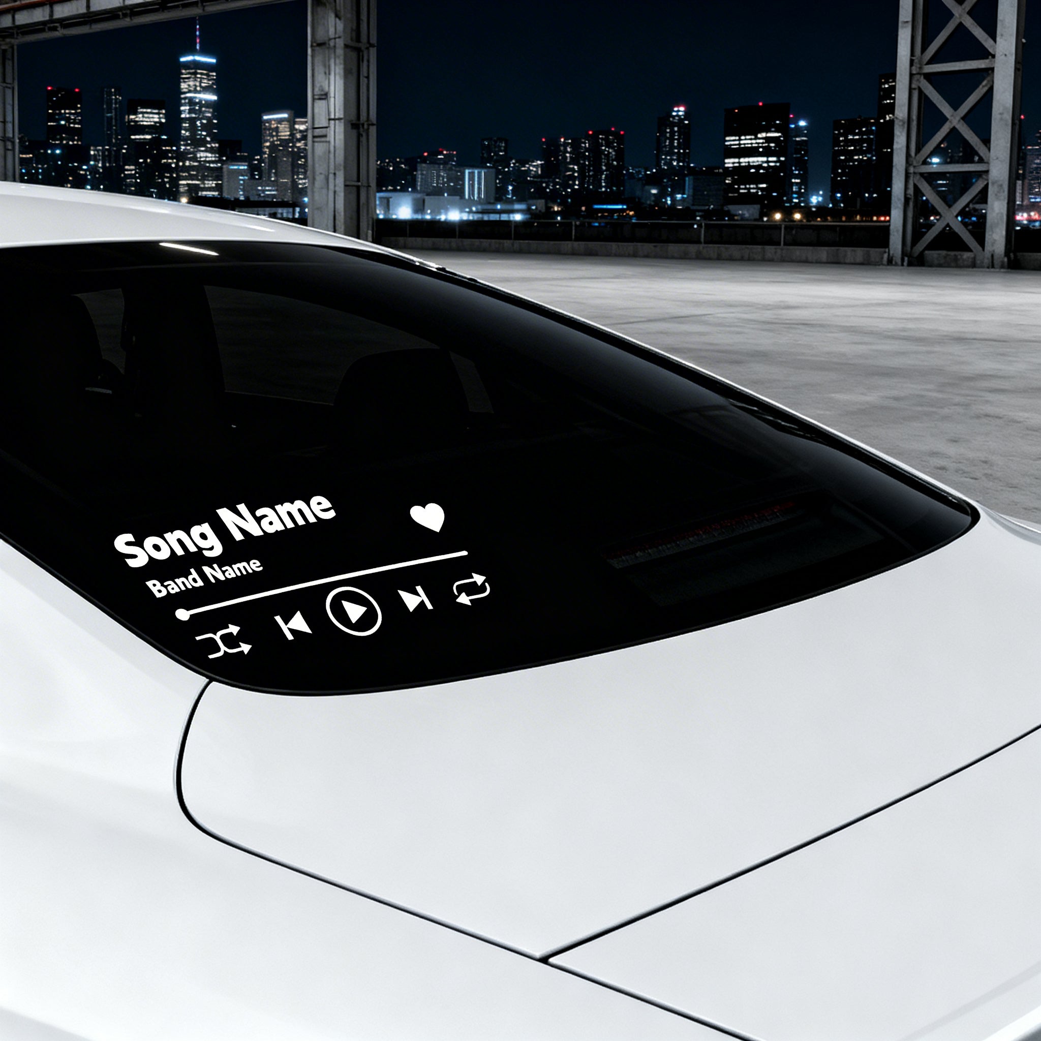 SKT-024 Minimalist Music Interface Rear Window Decal - Sleek Soundwave Design