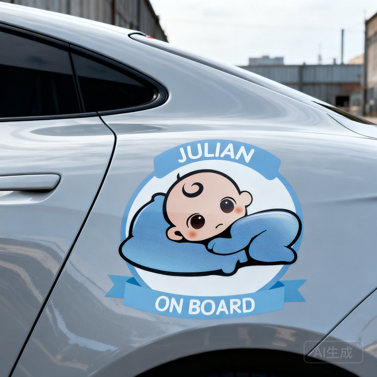SKT-018  Adorable Baby On Board Car Sticker - Customizable Safety Decal