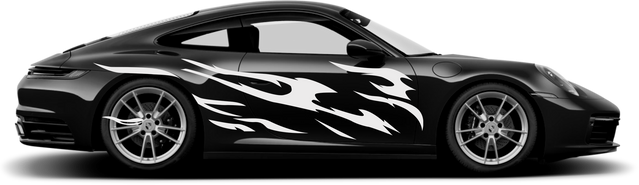 SKT-003 Large Flow Flame Car Side Decal - Retro Matte Finish