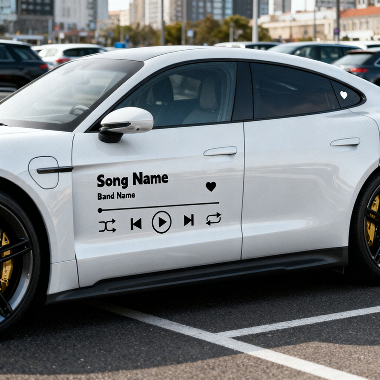 SKT-024 Minimalist Music Interface Rear Window Decal - Sleek Soundwave Design