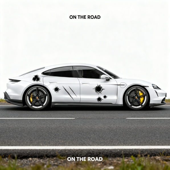 SKT-004 3D Bullet Hole & Scratch Car Decals - Battle-Damaged Style Kit