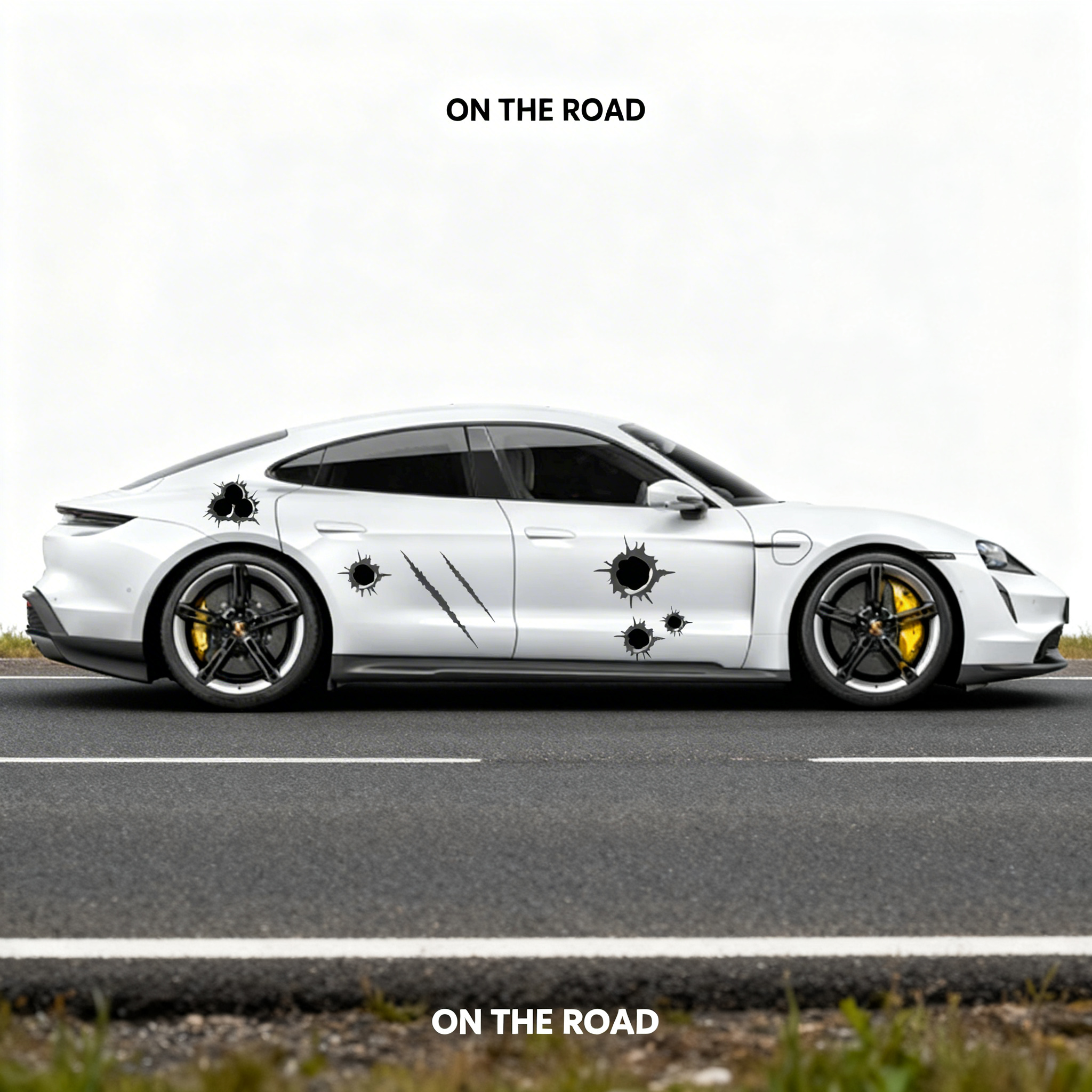 SKT-004 3D Bullet Hole & Scratch Car Decals - Battle-Damaged Style Kit