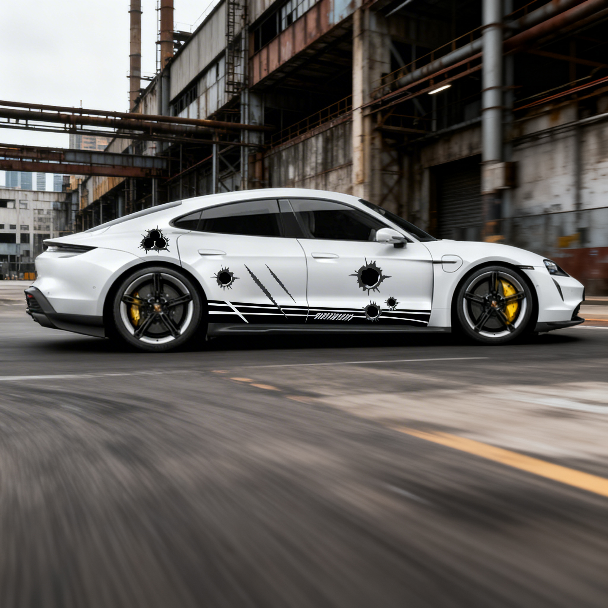 SKT-004 3D Bullet Hole & Scratch Car Decals - Battle-Damaged Style Kit