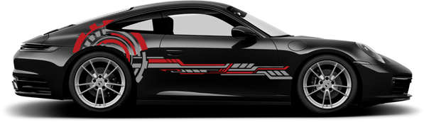 SKT-010 Mechanical Lines Aero Kit - Bold Red & Grey Vinyl Car Sticker