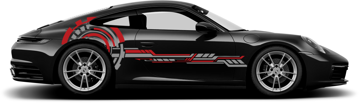 SKT-010 Mechanical Lines Aero Kit - Bold Red & Grey Vinyl Car Sticker