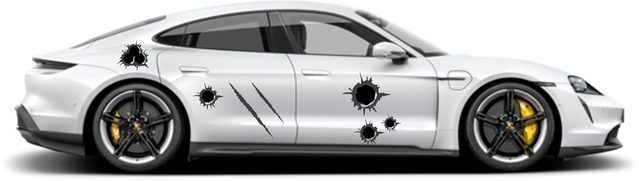 SKT-004 3D Bullet Hole & Scratch Car Decals - Battle-Damaged Style Kit